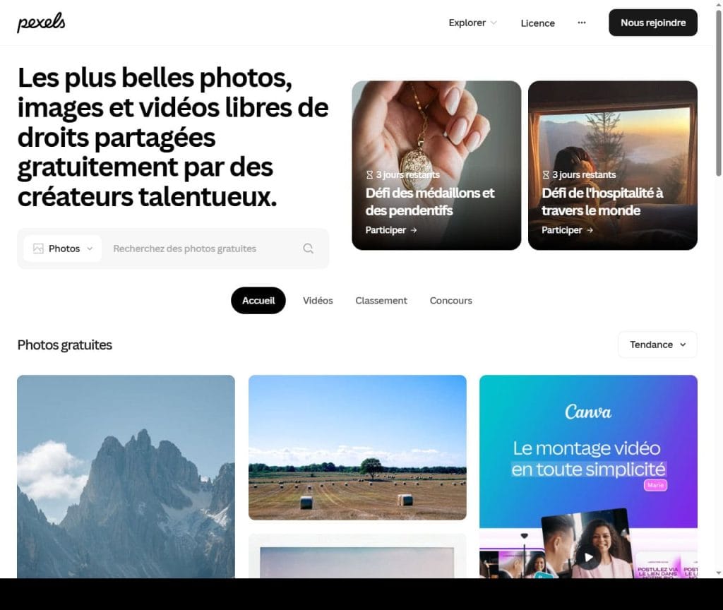 Pexels - site d'images gratuites