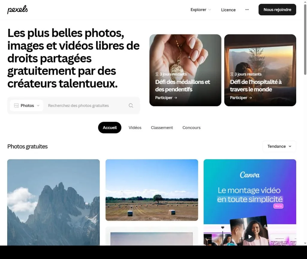 Pexels - site d'images gratuites
