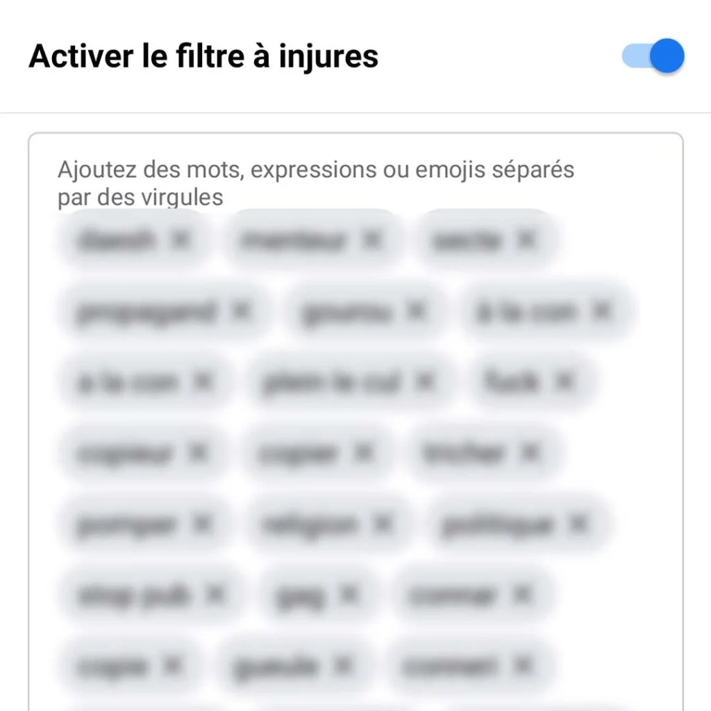 Activer le Filtre à injures Facebook