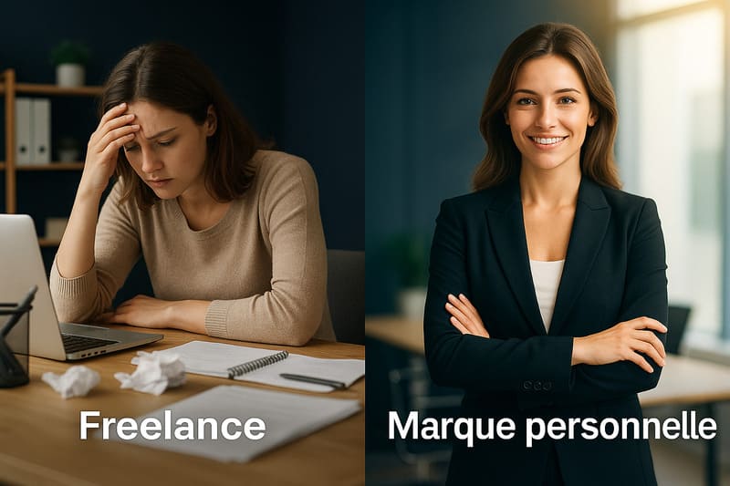 Avant-après : une femme freelance stressée devient une marque personnelle confiante et affirmée