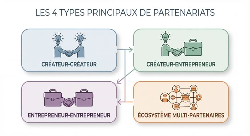 Schéma illustrant les 4 types principaux de partenariats