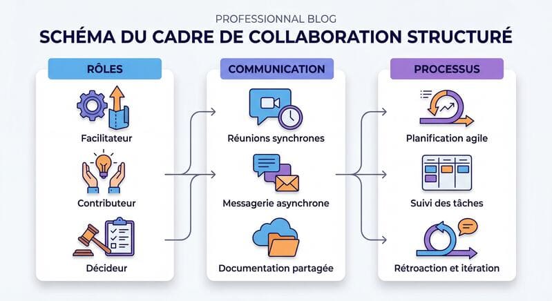 Schéma illustrant les différents éléments d'un cadre de collaboration structuré