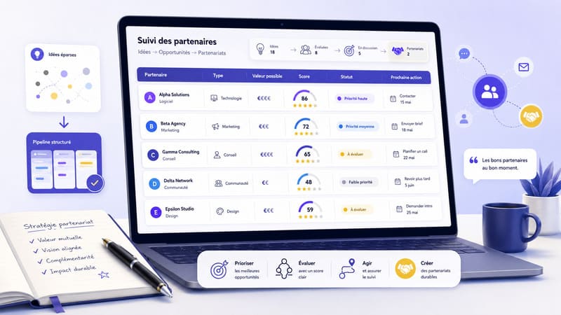 Tableau de suivi pour scorer et prioriser ses partenaires potentiels