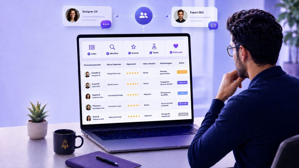 Entrepreneur organisant une liste de partenaires avec la méthode L.I.S.T.E.