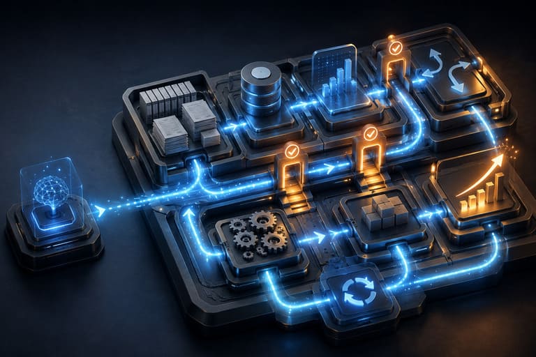 L’intelligence artificielle intégrée aux données, analyses, validations et actions d’un système de travail